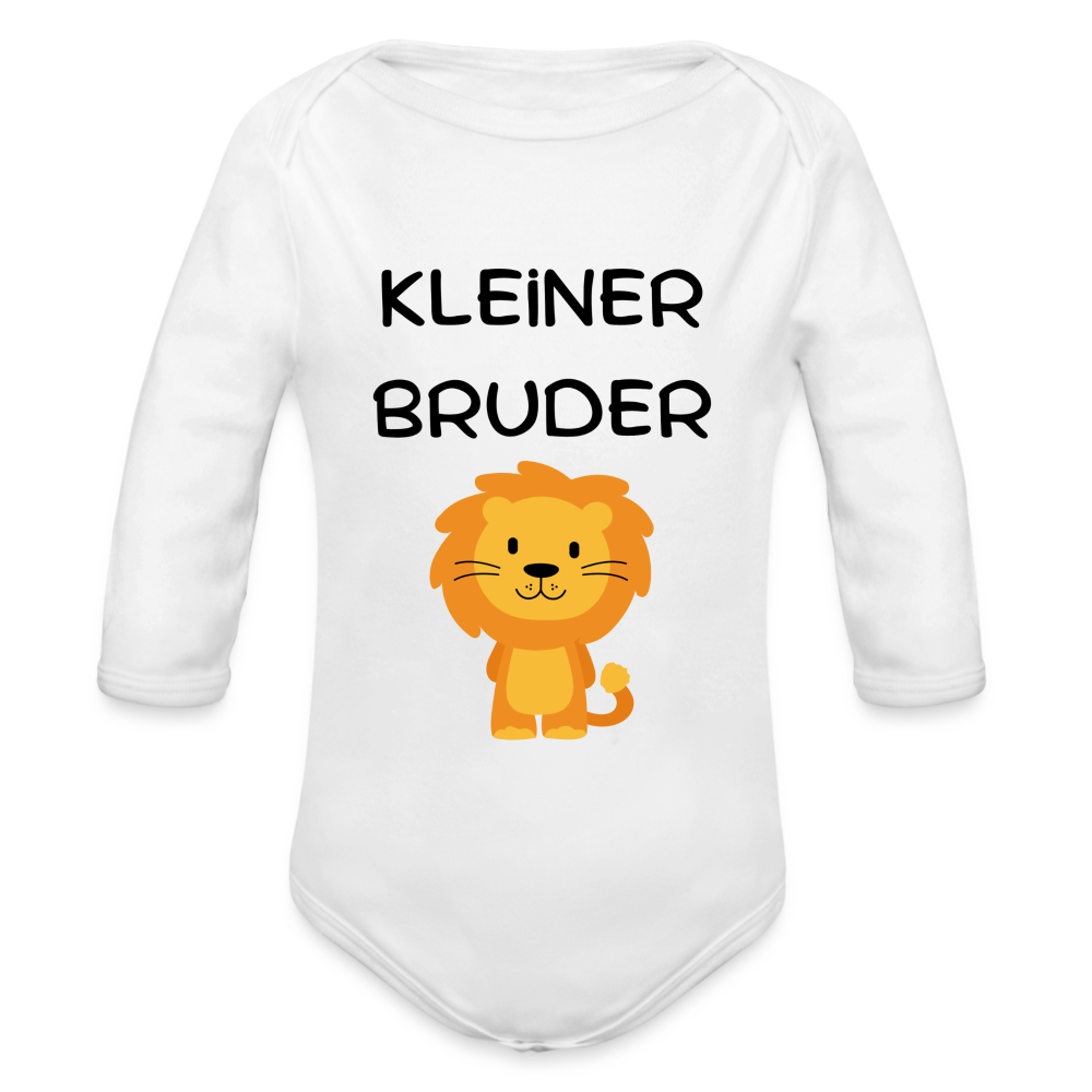 Baby Bio-Langarm-Body - Kleiner Bruder Löwe - weiß