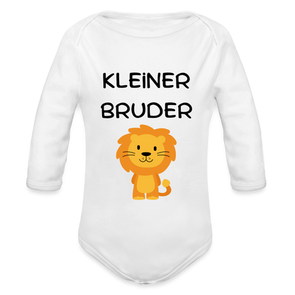 Baby Bio-Langarm-Body - Kleiner Bruder Löwe - weiß