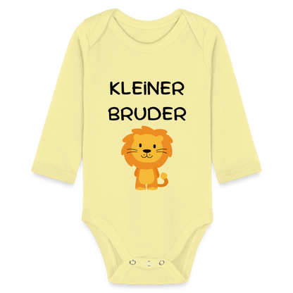 Baby Bio-Langarm-Body - Kleiner Bruder Löwe - Hellgelb