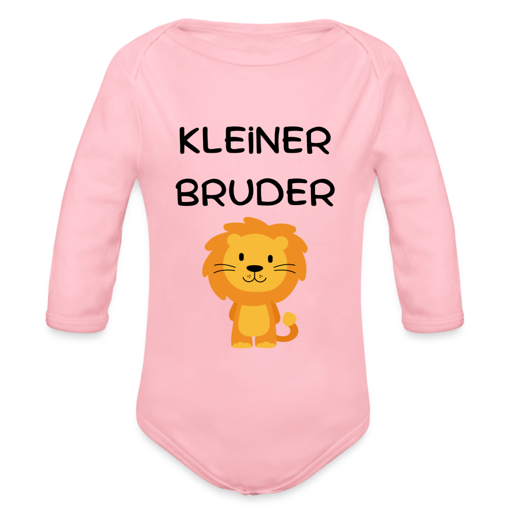 Baby Bio-Langarm-Body - Kleiner Bruder Löwe - Hellrosa