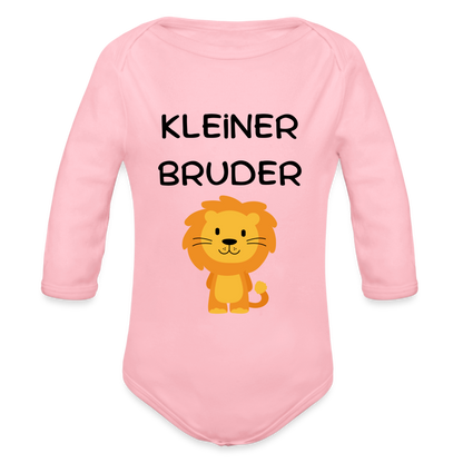 Baby Bio-Langarm-Body - Kleiner Bruder Löwe - Hellrosa