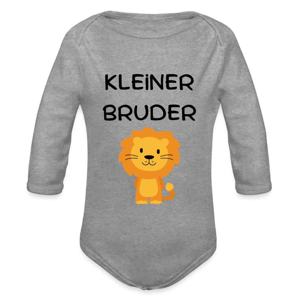 Baby Bio-Langarm-Body - Kleiner Bruder Löwe - Grau meliert