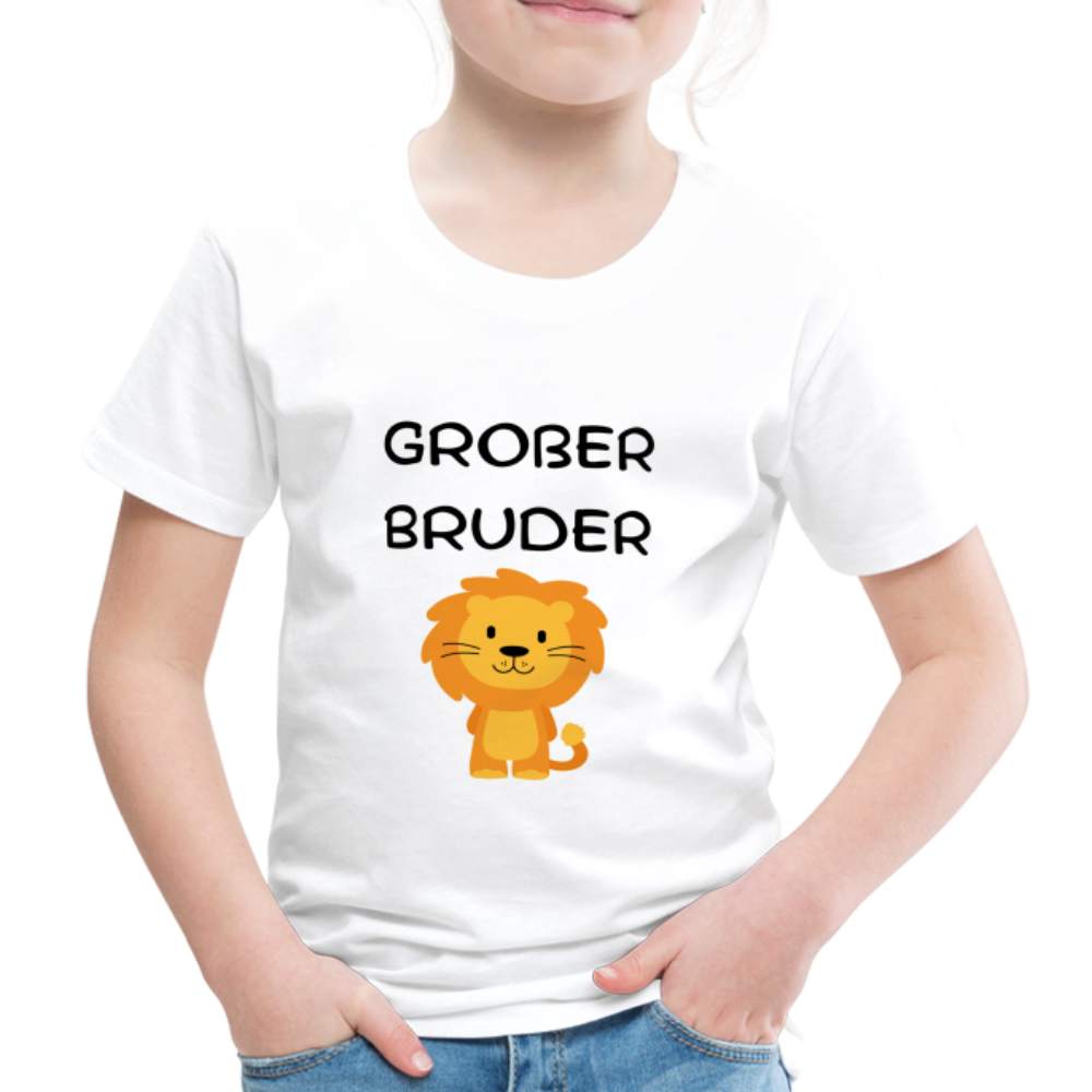 Kinder Premium T-Shirt - Großer Bruder Löwe - weiß