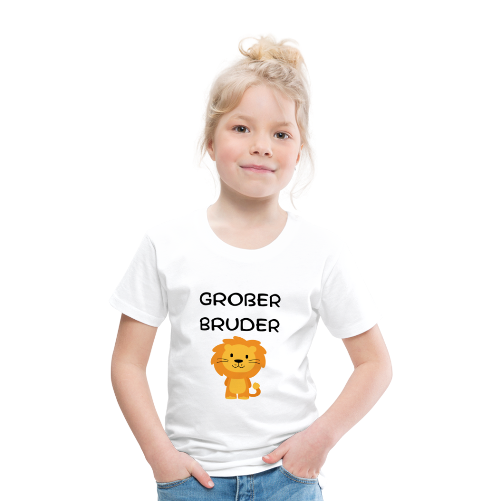 Kinder Premium T-Shirt - Großer Bruder Löwe - weiß