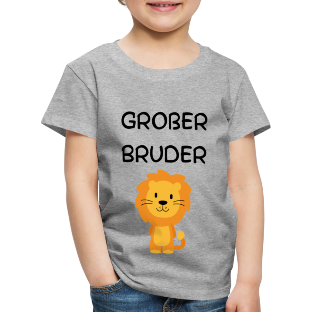 Kinder Premium T-Shirt - Großer Bruder Löwe - Grau meliert