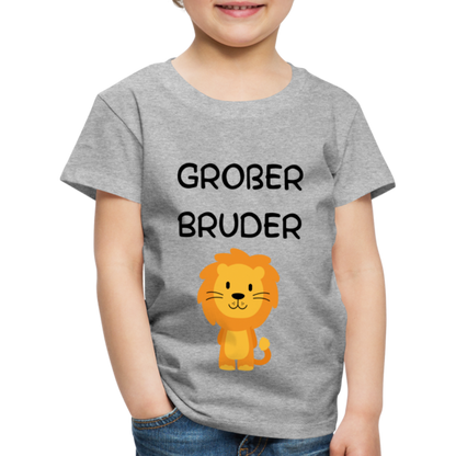 Kinder Premium T-Shirt - Großer Bruder Löwe - Grau meliert