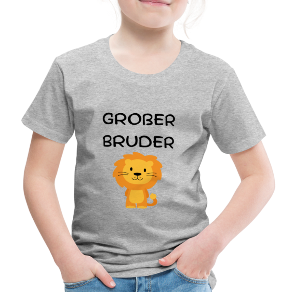 Kinder Premium T-Shirt - Großer Bruder Löwe - Grau meliert