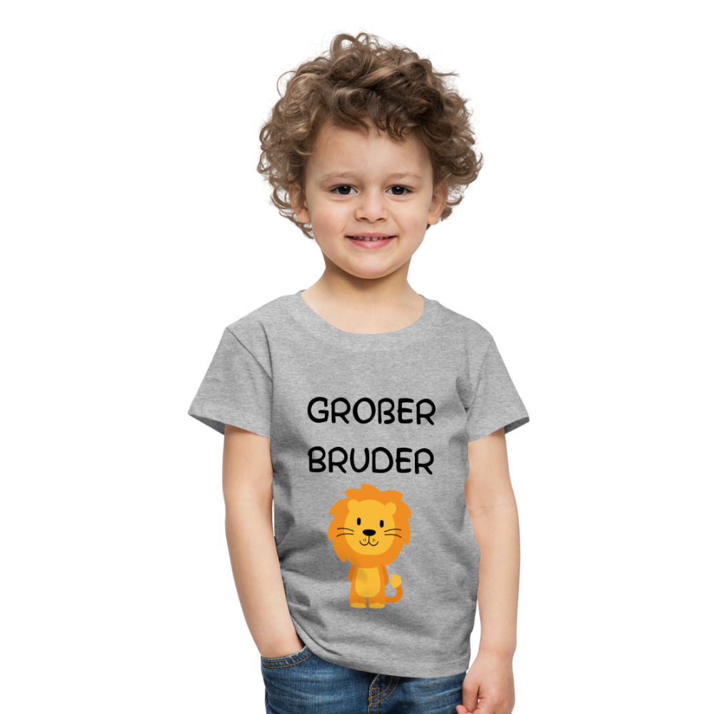 Kinder Premium T-Shirt - Großer Bruder Löwe - Grau meliert