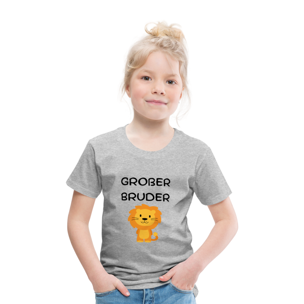 Kinder Premium T-Shirt - Großer Bruder Löwe - Grau meliert