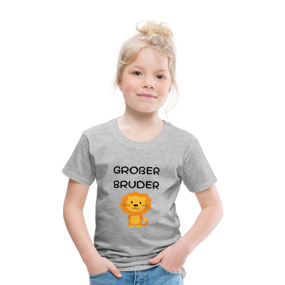 Kinder Premium T-Shirt - Großer Bruder Löwe - Grau meliert