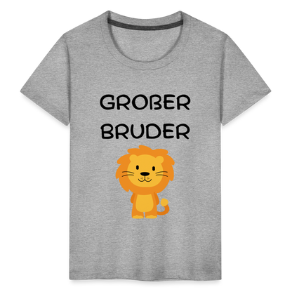 Kinder Premium T-Shirt - Großer Bruder Löwe - Grau meliert