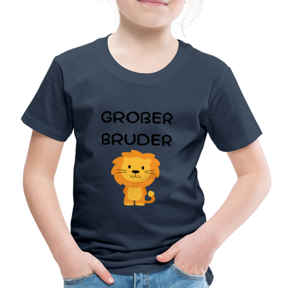 Kinder Premium T-Shirt - Großer Bruder Löwe - Navy