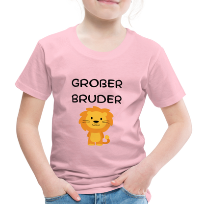 Kinder Premium T-Shirt - Großer Bruder Löwe - Hellrosa