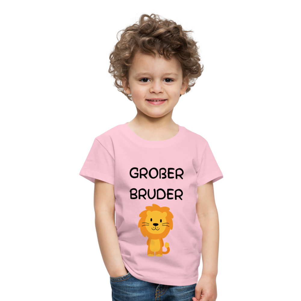 Kinder Premium T-Shirt - Großer Bruder Löwe - Hellrosa