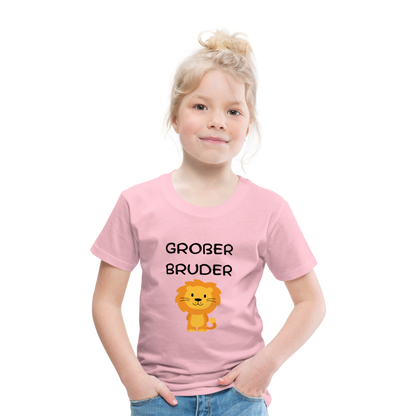 Kinder Premium T-Shirt - Großer Bruder Löwe - Hellrosa