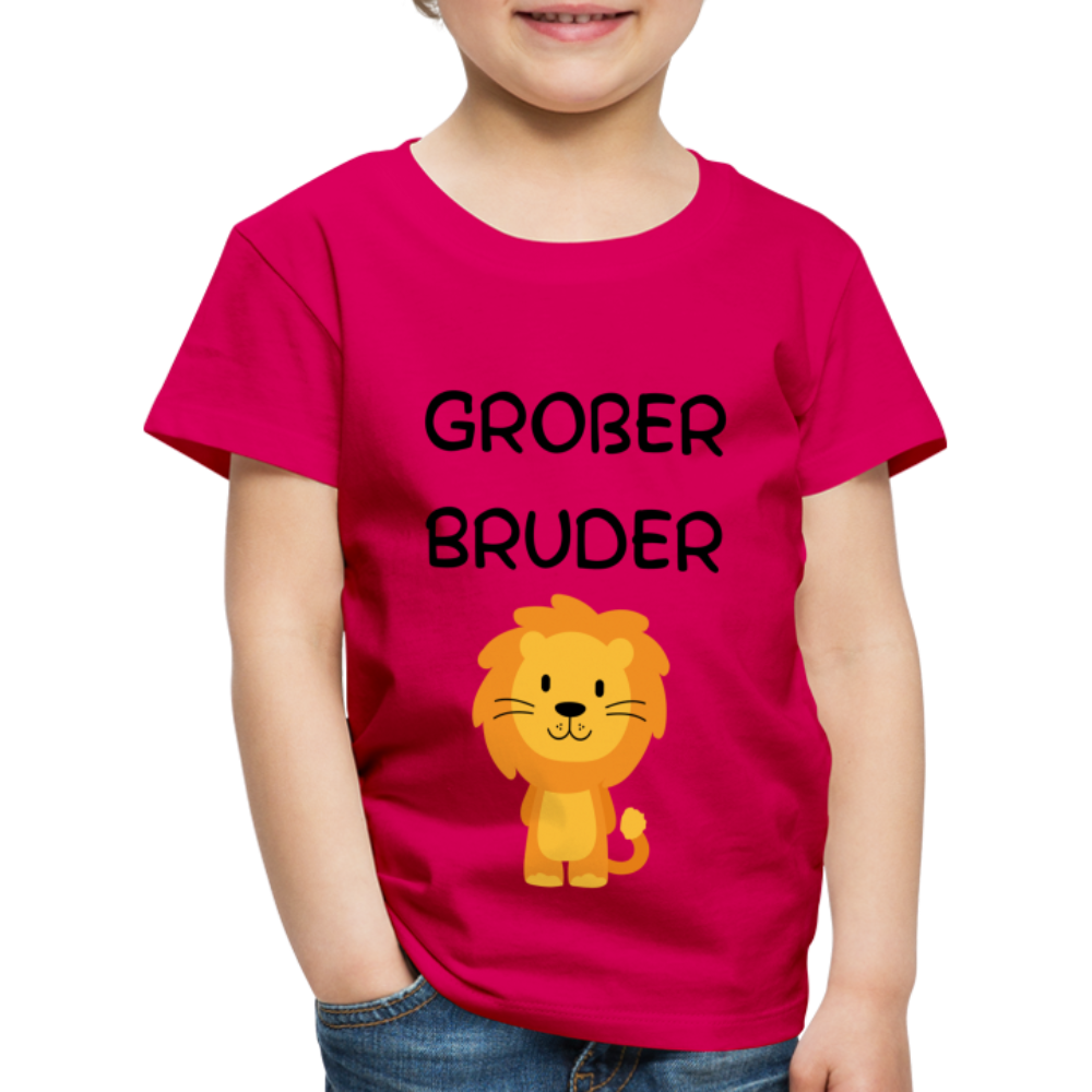 Kinder Premium T-Shirt - Großer Bruder Löwe - dunkles Pink