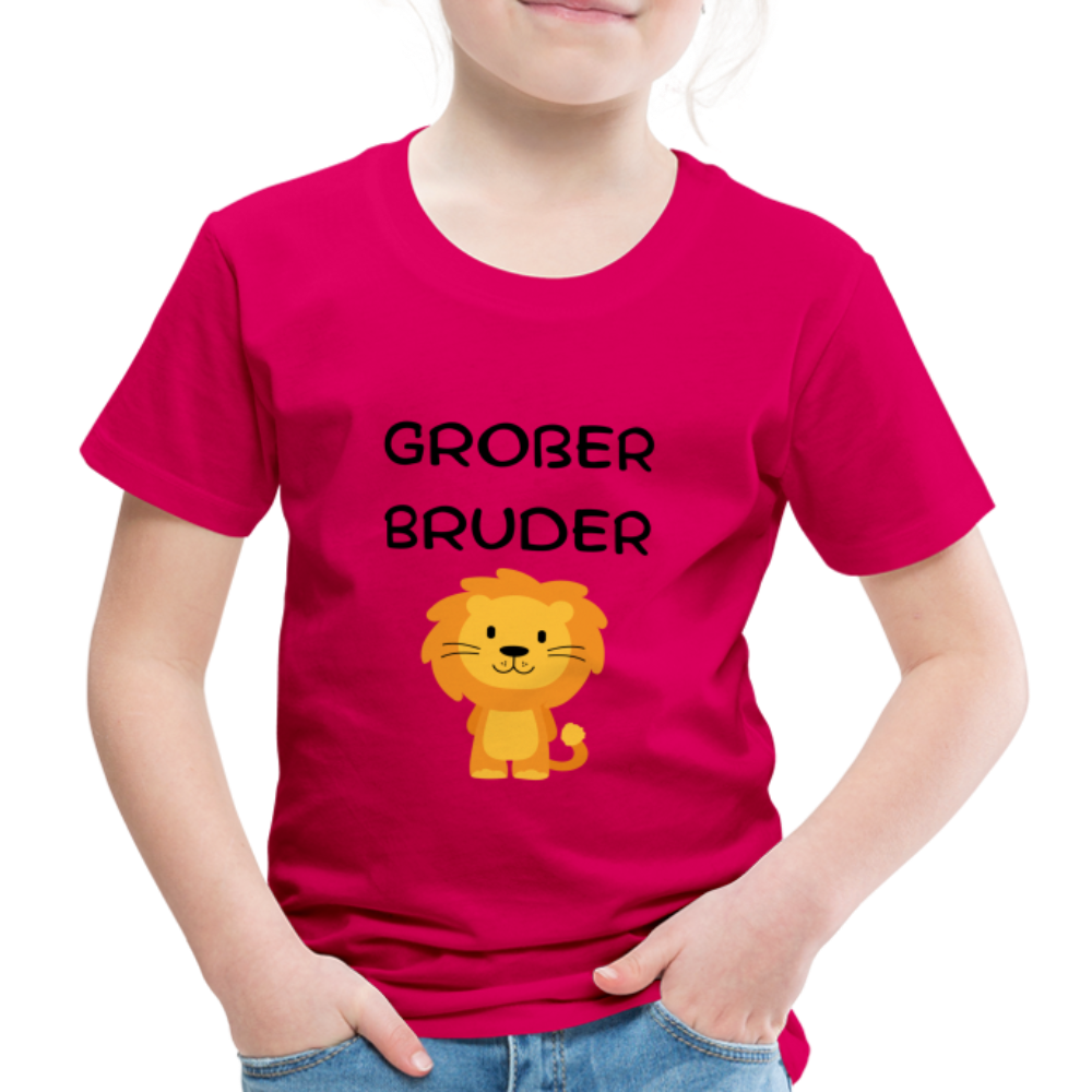 Kinder Premium T-Shirt - Großer Bruder Löwe - dunkles Pink