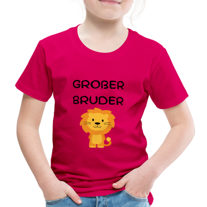 Kinder Premium T-Shirt - Großer Bruder Löwe - dunkles Pink