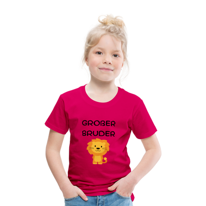 Kinder Premium T-Shirt - Großer Bruder Löwe - dunkles Pink