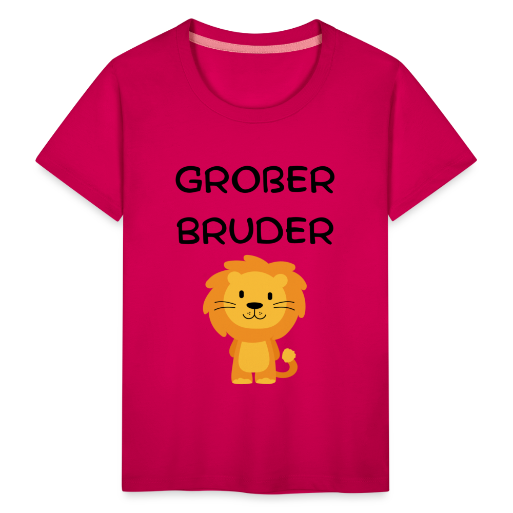 Kinder Premium T-Shirt - Großer Bruder Löwe - dunkles Pink