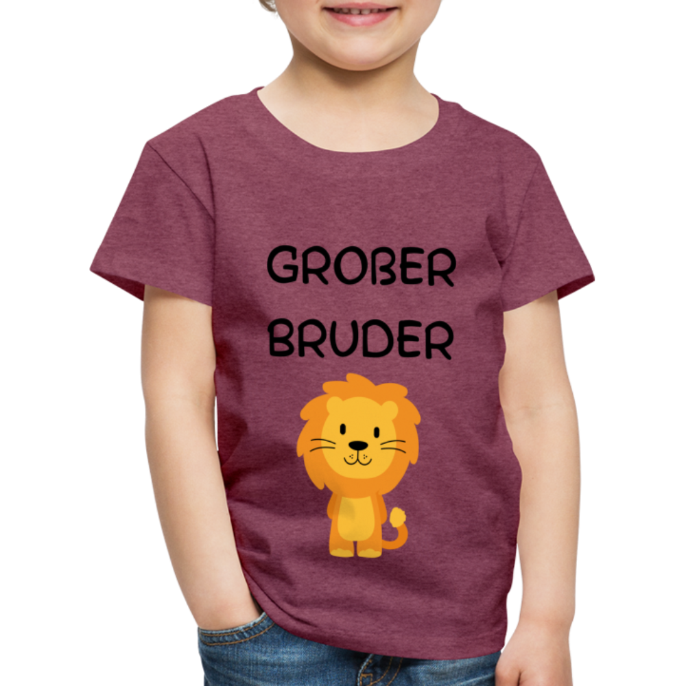 Kinder Premium T-Shirt - Großer Bruder Löwe - Bordeauxrot meliert