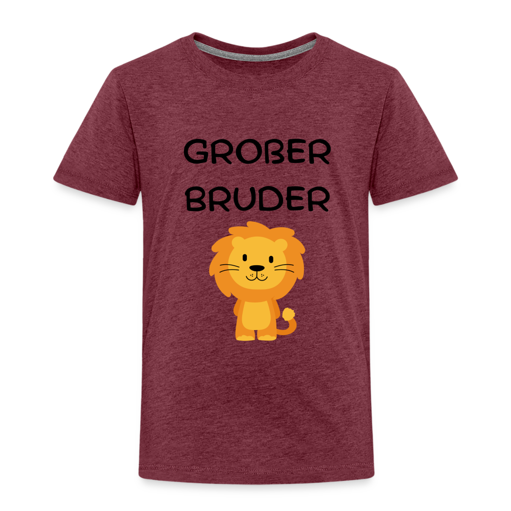 Kinder Premium T-Shirt - Großer Bruder Löwe - Bordeauxrot meliert