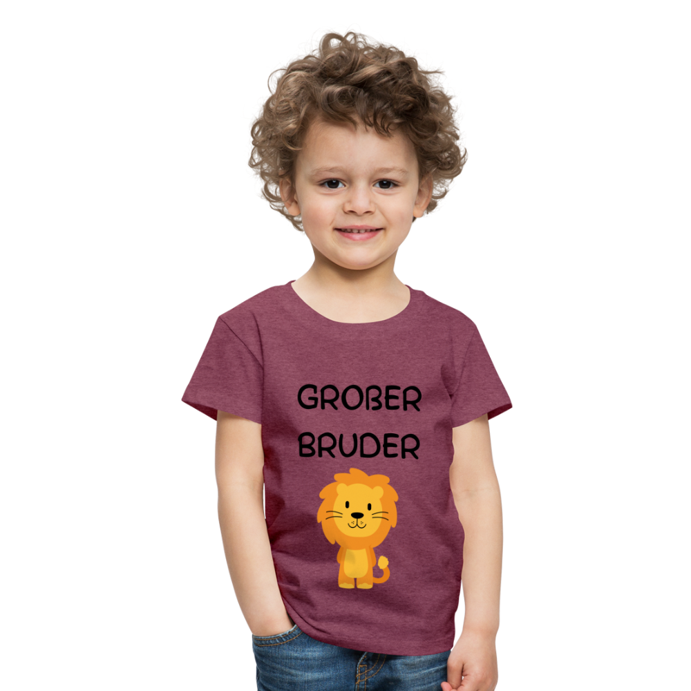 Kinder Premium T-Shirt - Großer Bruder Löwe - Bordeauxrot meliert