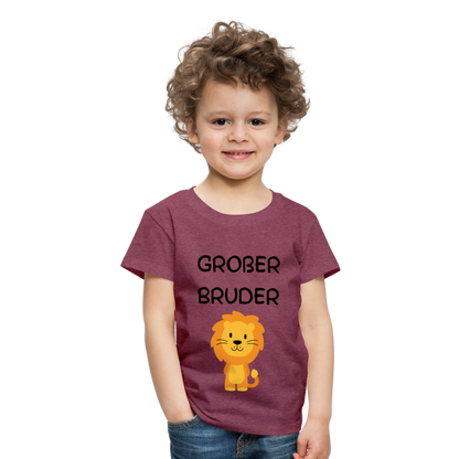 Kinder Premium T-Shirt - Großer Bruder Löwe - Bordeauxrot meliert