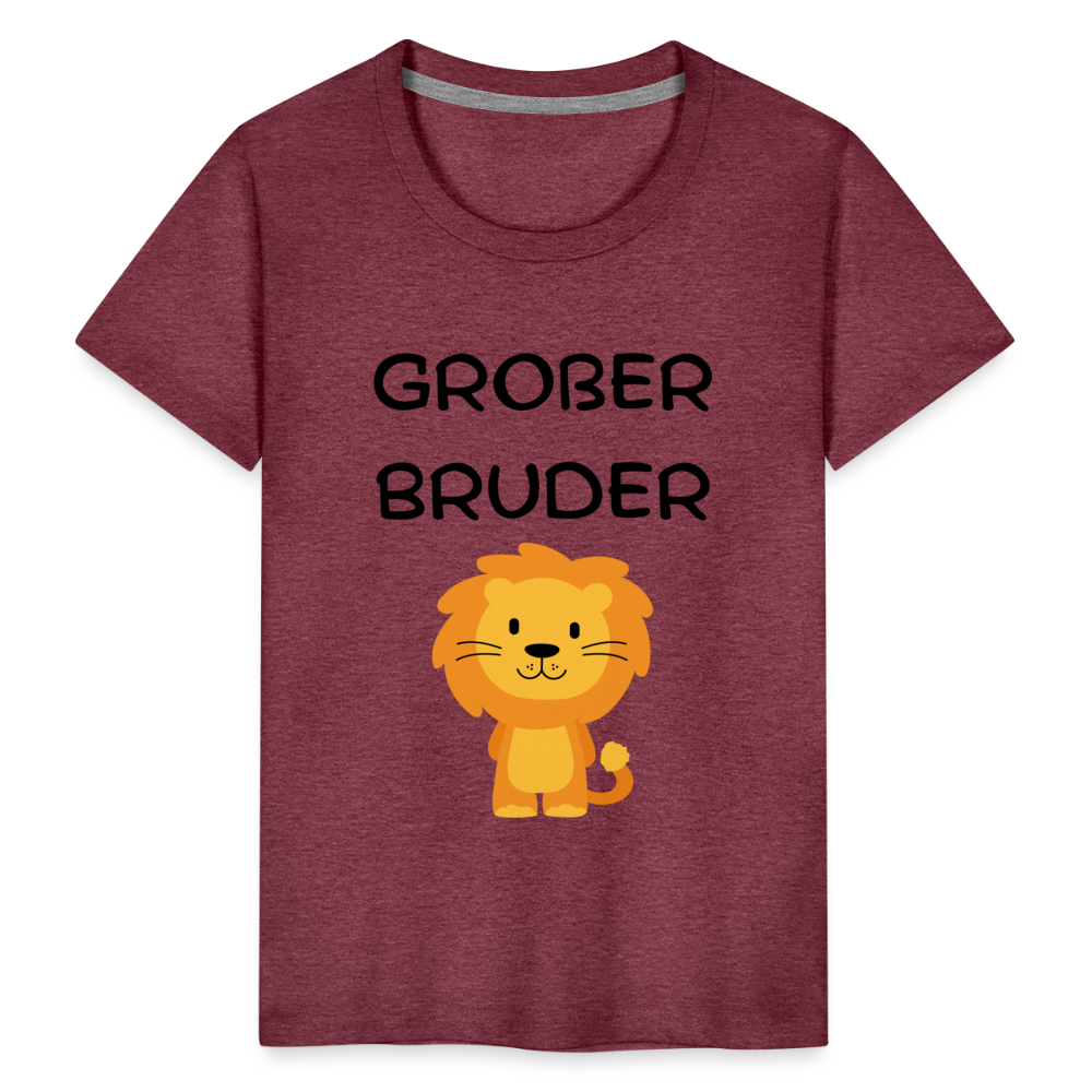 Kinder Premium T-Shirt - Großer Bruder Löwe - Bordeauxrot meliert