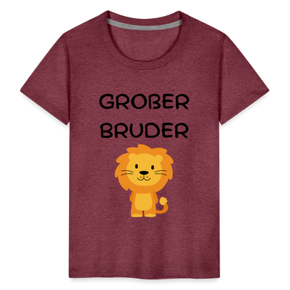 Kinder Premium T-Shirt - Großer Bruder Löwe - Bordeauxrot meliert