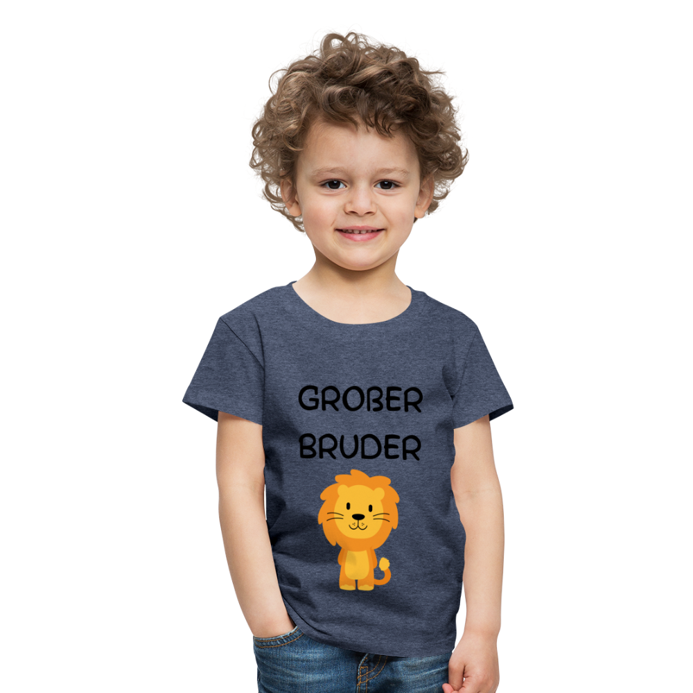 Kinder Premium T-Shirt - Großer Bruder Löwe - Blau meliert