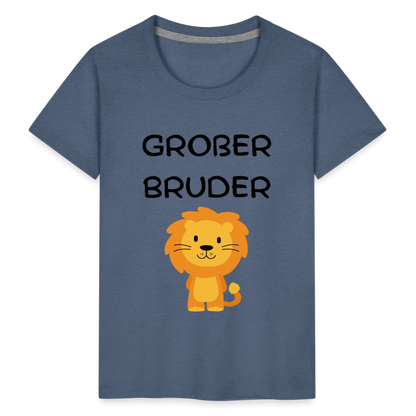 Kinder Premium T-Shirt - Großer Bruder Löwe - Blau meliert