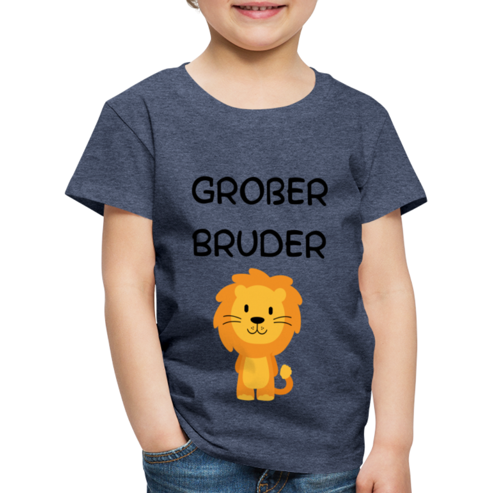 Kinder Premium T-Shirt - Großer Bruder Löwe - Blau meliert