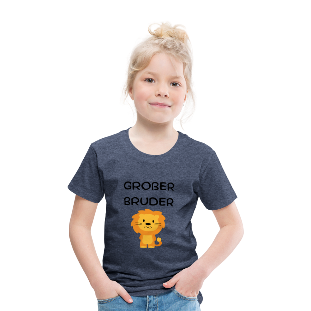 Kinder Premium T-Shirt - Großer Bruder Löwe - Blau meliert