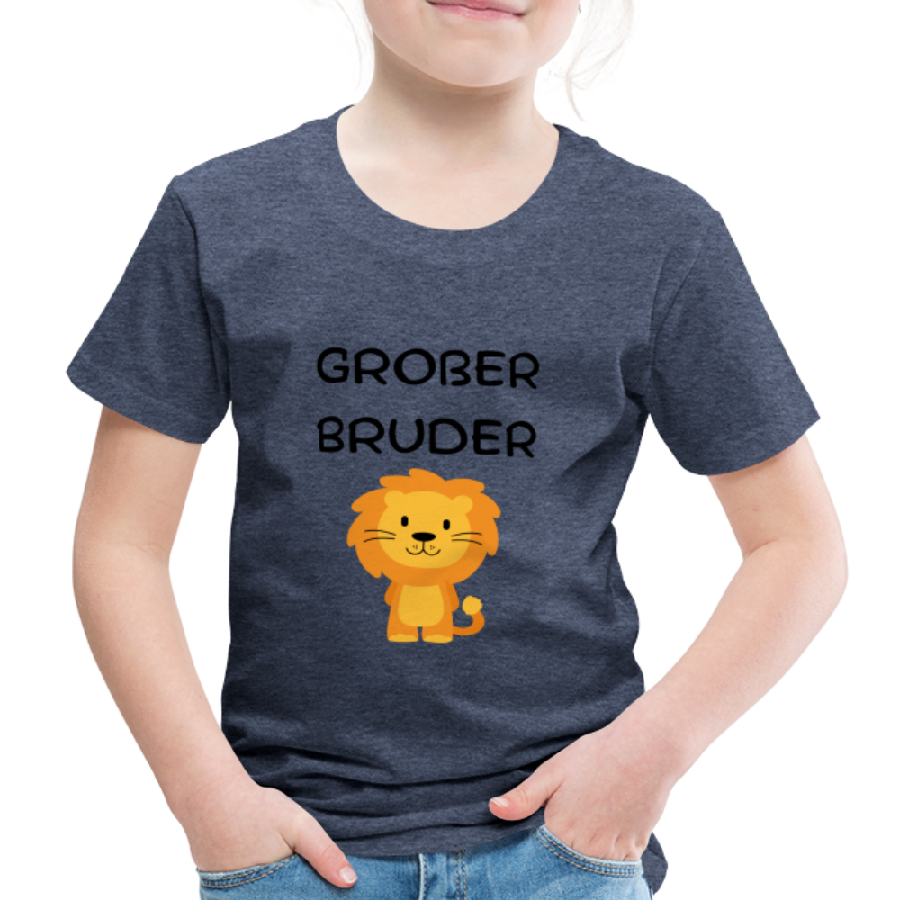 Kinder Premium T-Shirt - Großer Bruder Löwe - Blau meliert