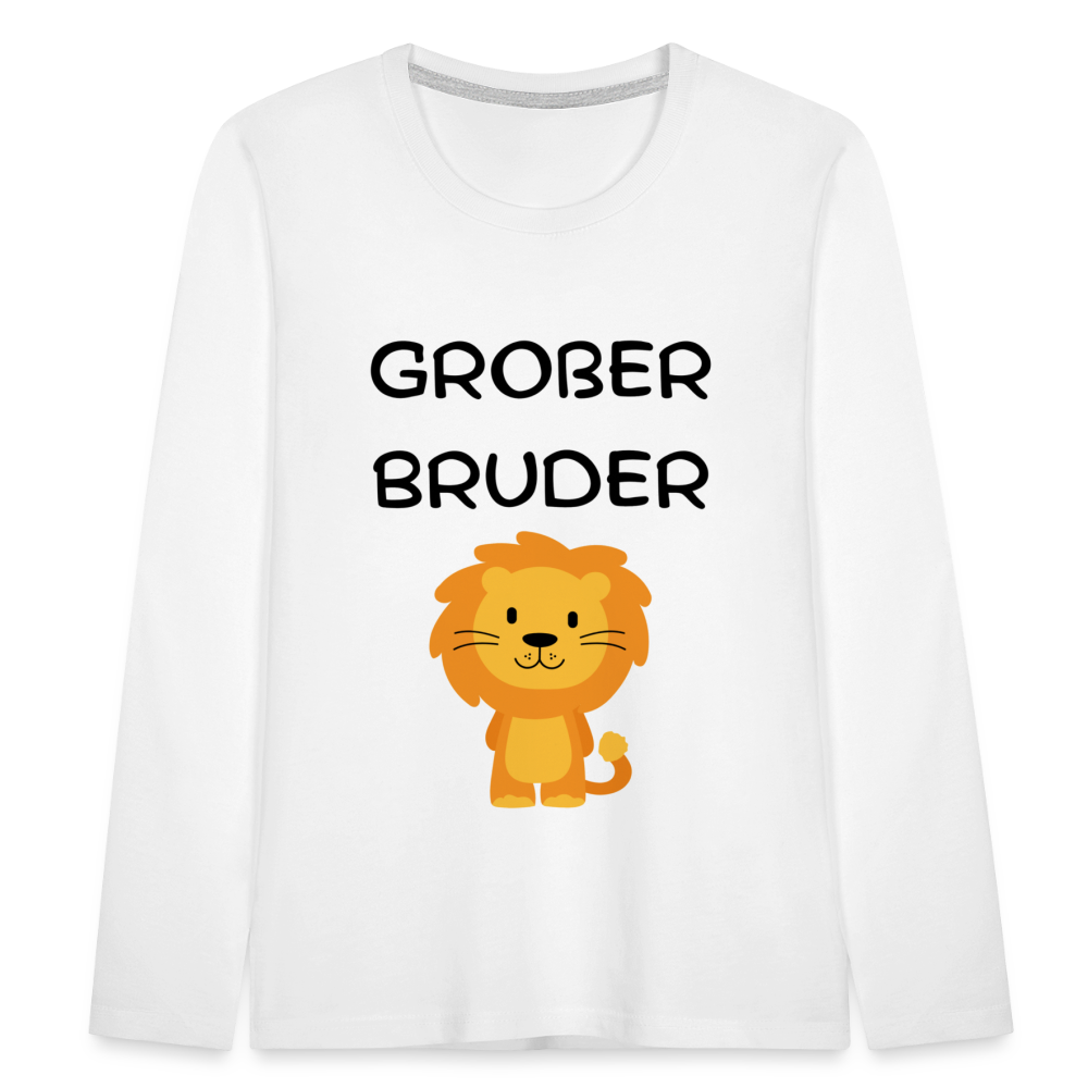 Kinder Premium Langarmshirt - Großer Bruder Löwe - weiß