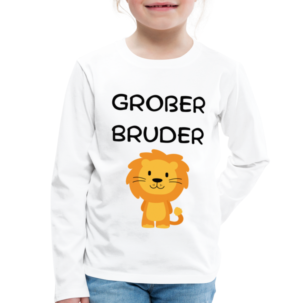 Kinder Premium Langarmshirt - Großer Bruder Löwe - weiß