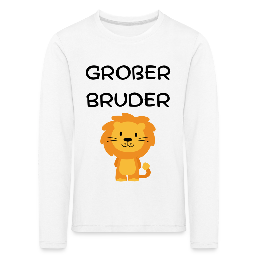 Kinder Premium Langarmshirt - Großer Bruder Löwe - weiß