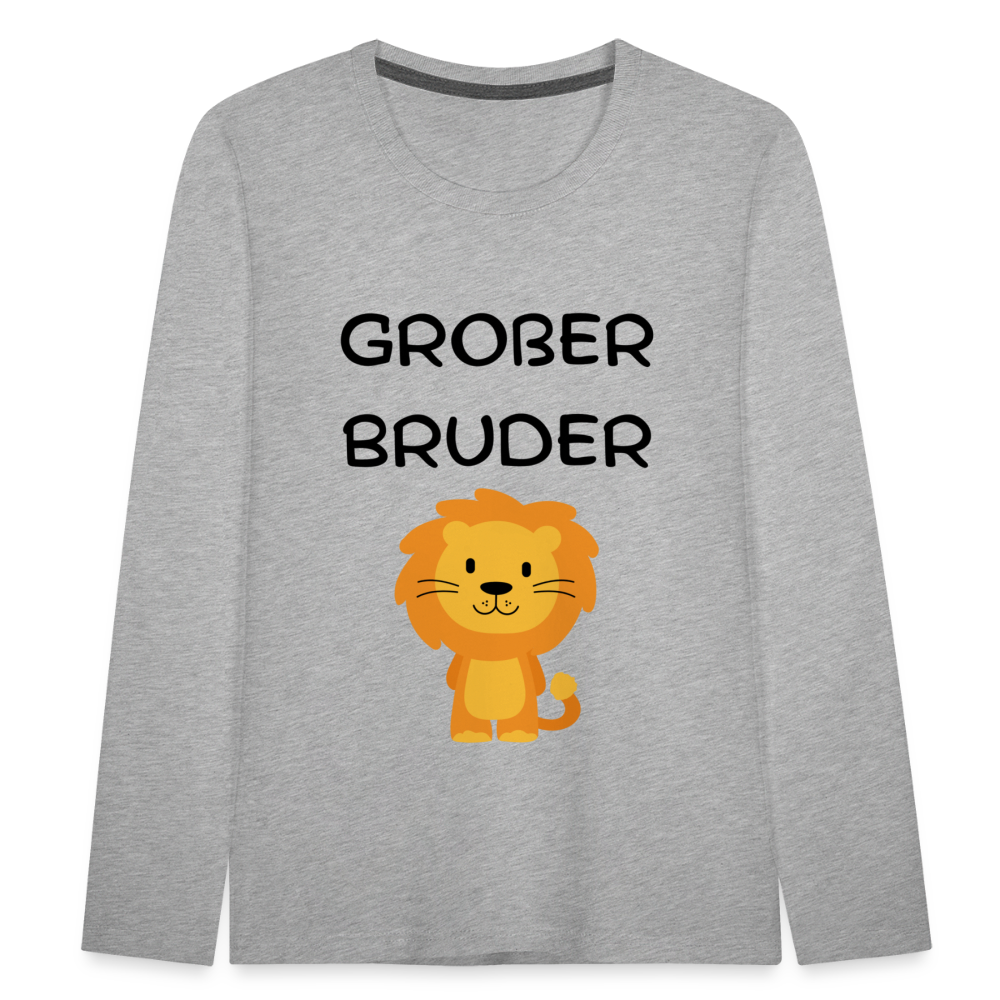 Kinder Premium Langarmshirt - Großer Bruder Löwe - Grau meliert