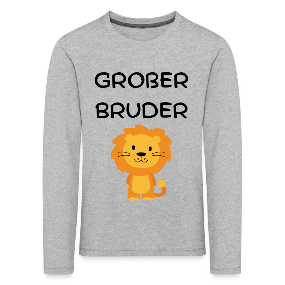 Kinder Premium Langarmshirt - Großer Bruder Löwe - Grau meliert