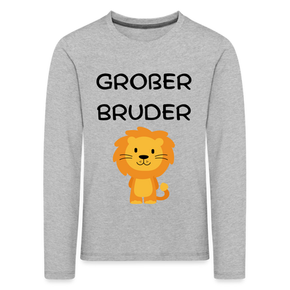 Kinder Premium Langarmshirt - Großer Bruder Löwe - Grau meliert