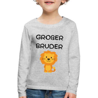 Kinder Premium Langarmshirt - Großer Bruder Löwe - Grau meliert