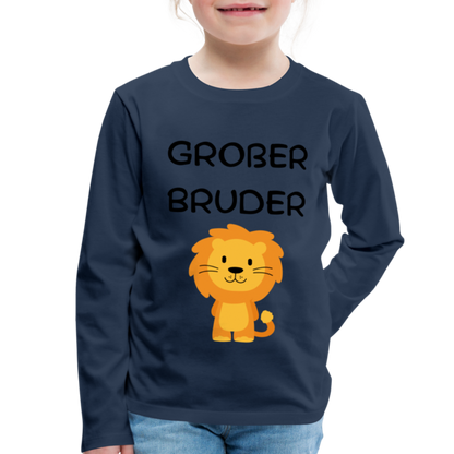 Kinder Premium Langarmshirt - Großer Bruder Löwe - Navy