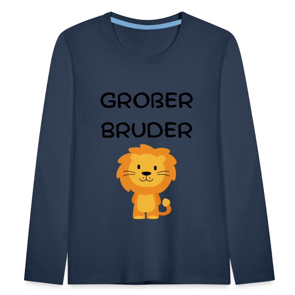 Kinder Premium Langarmshirt - Großer Bruder Löwe - Navy