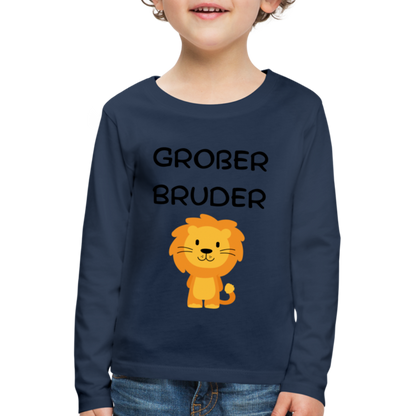 Kinder Premium Langarmshirt - Großer Bruder Löwe - Navy