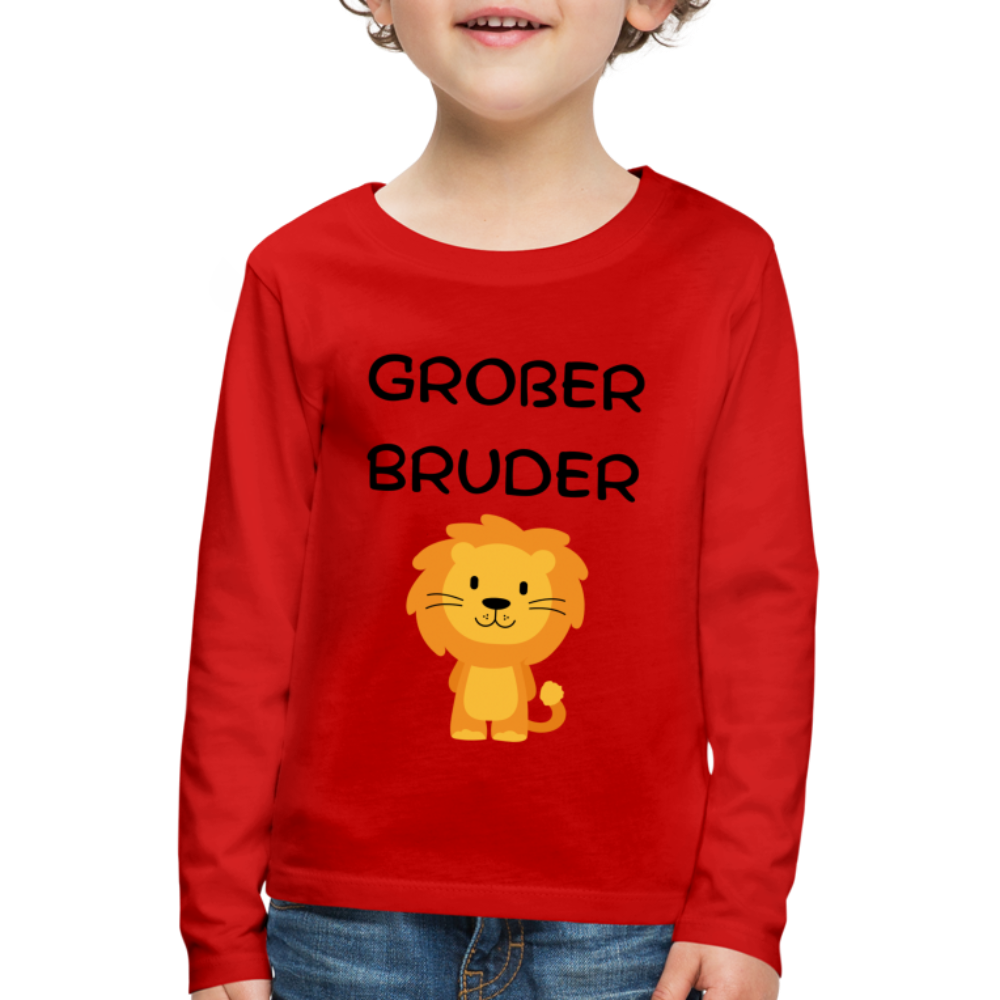 Kinder Premium Langarmshirt - Großer Bruder Löwe - Rot