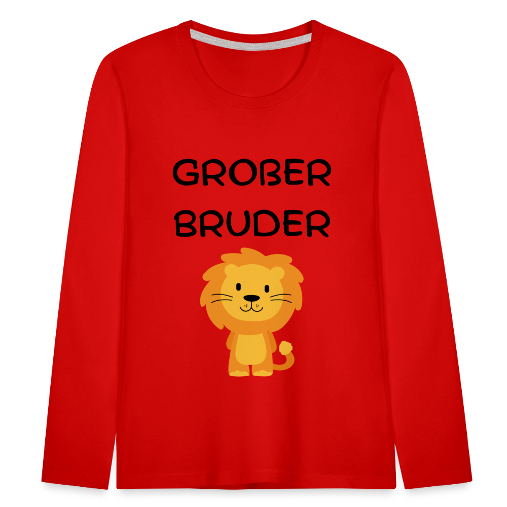 Kinder Premium Langarmshirt - Großer Bruder Löwe - Rot