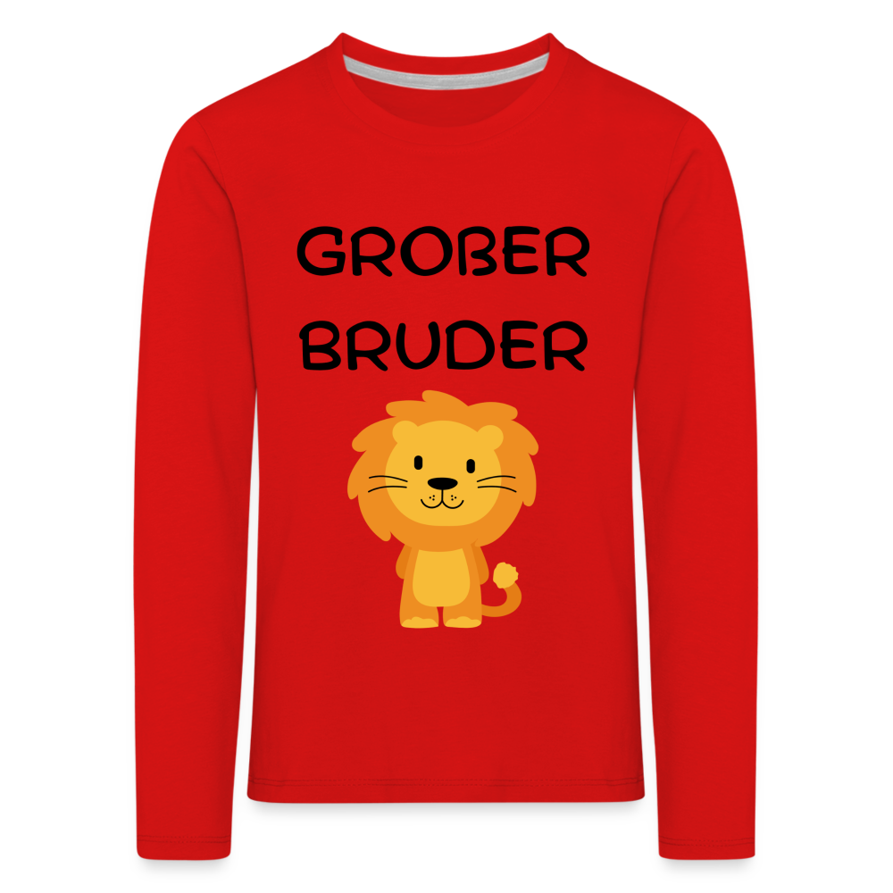 Kinder Premium Langarmshirt - Großer Bruder Löwe - Rot