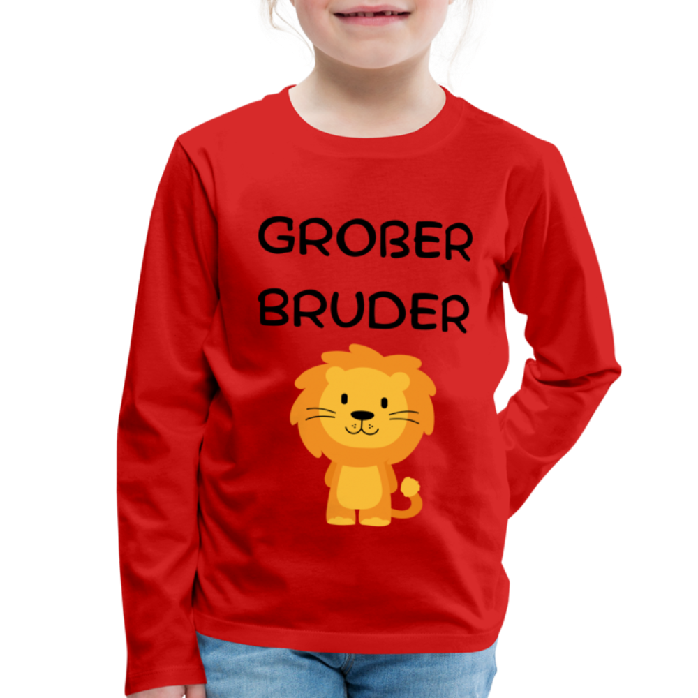 Kinder Premium Langarmshirt - Großer Bruder Löwe - Rot