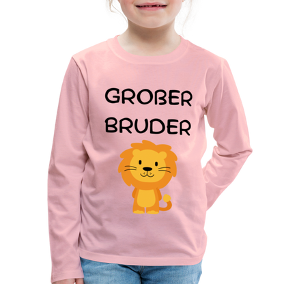 Kinder Premium Langarmshirt - Großer Bruder Löwe - Hellrosa